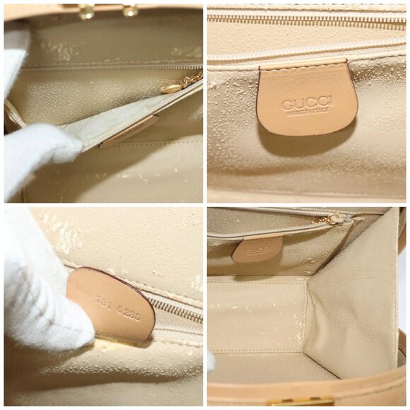 GUCCI Hand Bag Leather 2way Beige Gold 000 781 0235 Auth SW973 - Picture 15 of 16